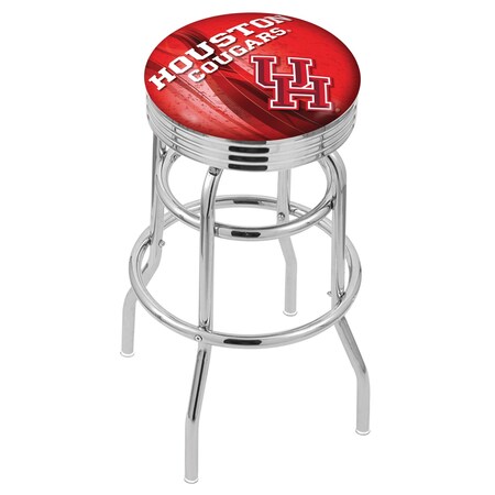 Holland Bar Stool Co 25" Chrome 2-Ring Houston Swivel Bar Stool, Accent Ring L7C3C25Houston-D2